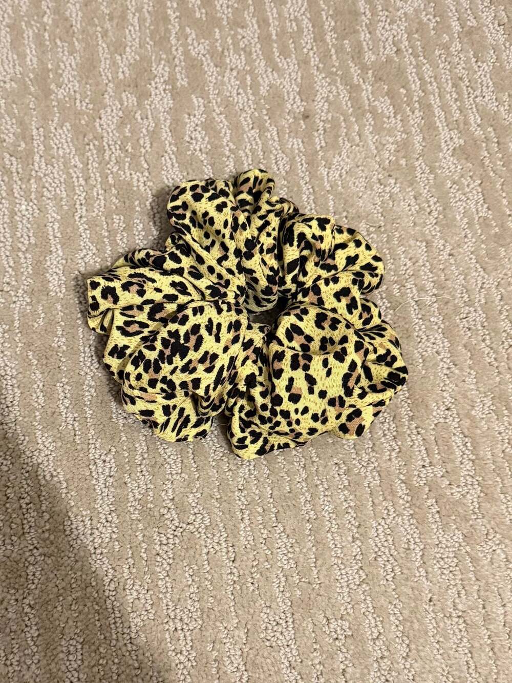 Kaxi Yellow Leopard Print Hair Scrunchie